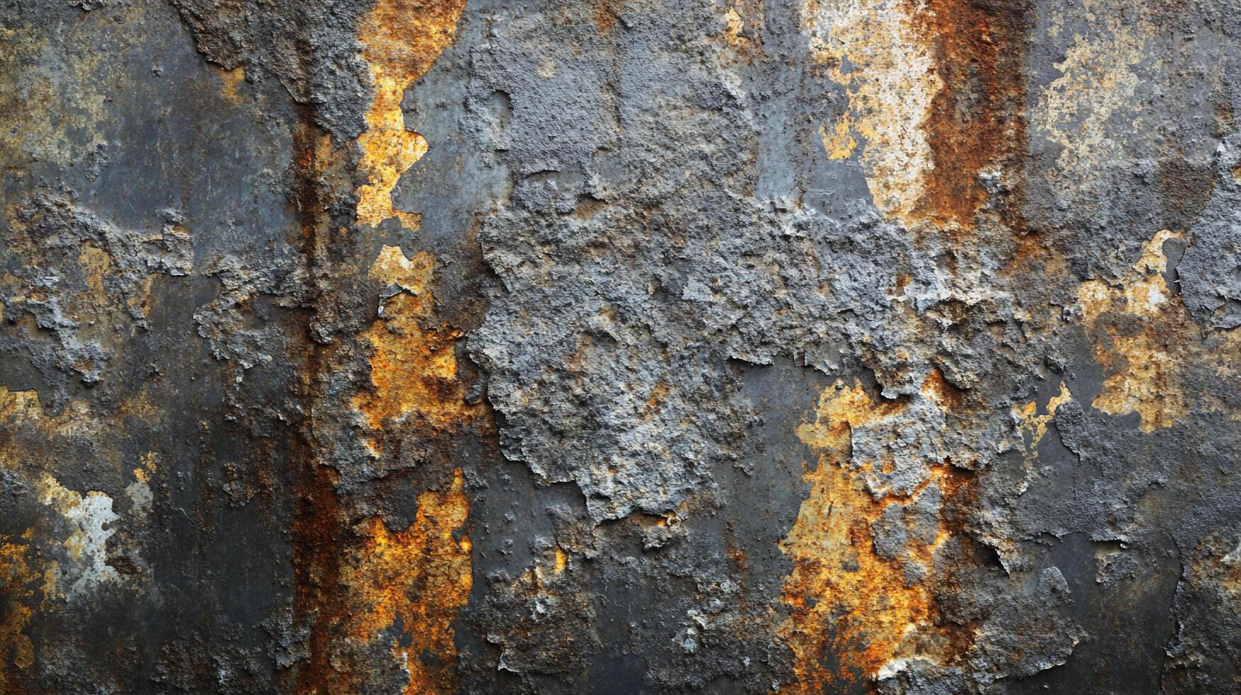 Rusty textured metal surface with peeling paint, showcasing weathering and decay. Abstract composition. For backgrounds and texture overlays. photo