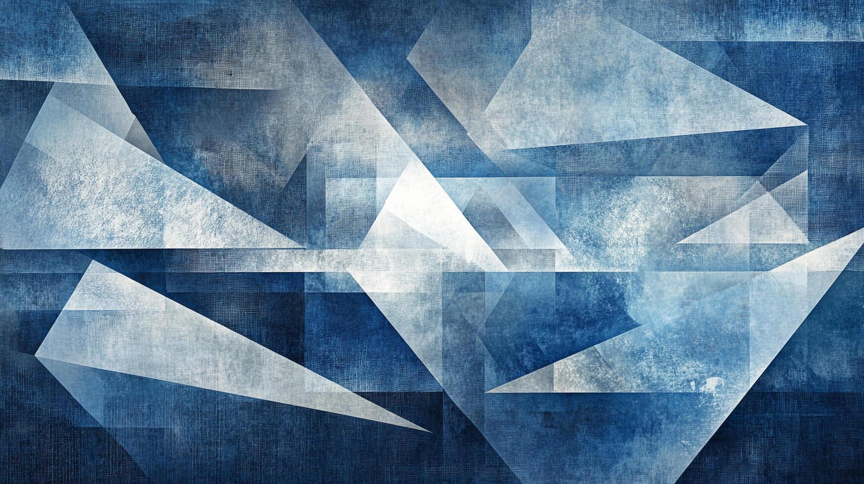 Abstract geometric artwork with cool blue tones and textured layers creating a modern, stylish, and visually appealing design. photo