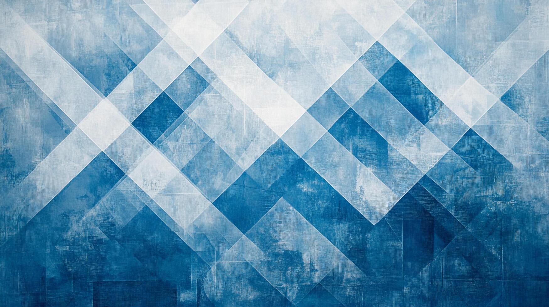 Abstract geometric pattern of overlapping blue and white angular shapes creates a textured, layered and dynamic artistic design. photo