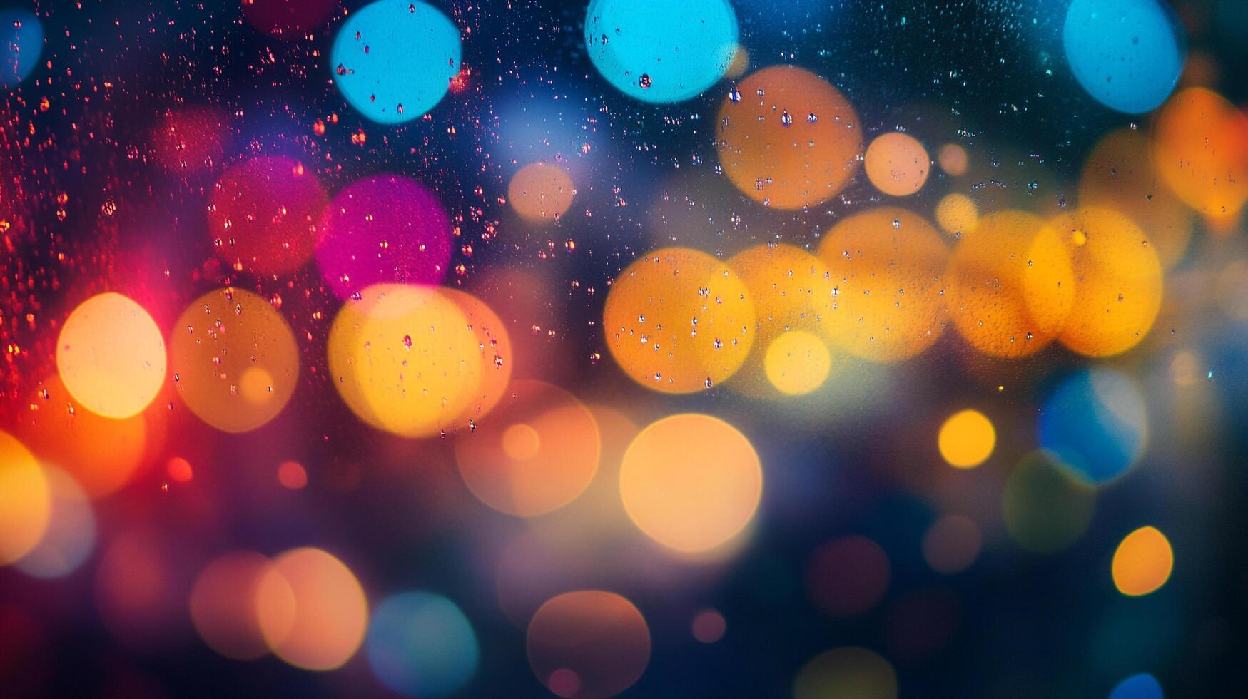 Abstract image with light droplets scattered across it, with a bokeh effect causing an array of glowing circles in various colors. photo