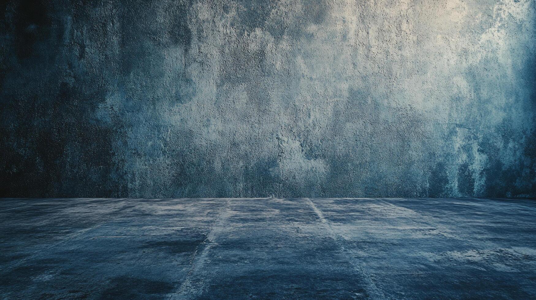 Moody atmospheric grunge concrete room backdrop, showcasing dark blue wall and floor, perfect for showcasing a product or adding depth to a scene. photo