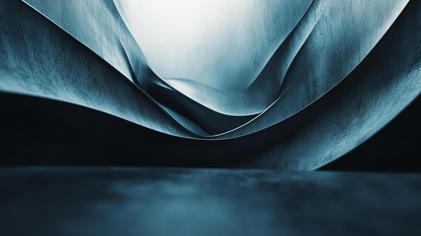 Abstract industrial interior featuring flowing metal panels, textured surfaces, and dramatic lighting. Modern design with an artistic edge. photo