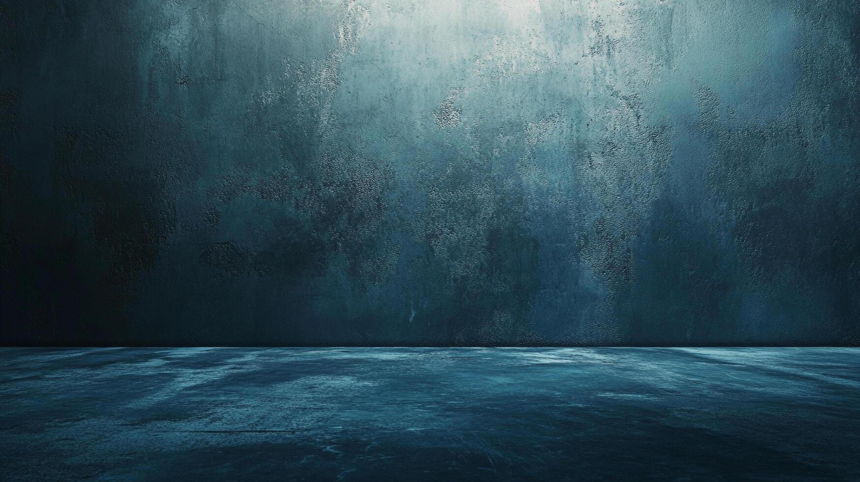 A blue-toned scene featuring a textured wall meeting a similarly textured floor, suggesting a studio setting with moody lighting for product display. photo