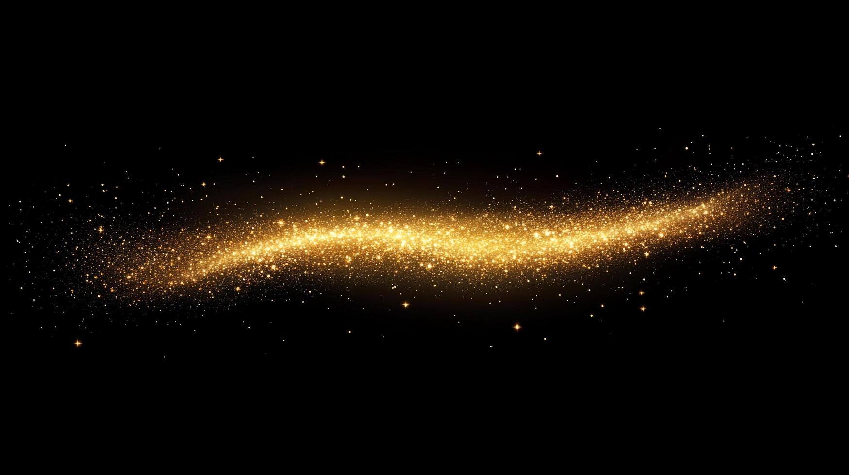 Long, curving line of gold sparkles in the dark. The sparkles are scattered throughout the image, creating a sense of movement and energy. The gold color gives the image a warm, inviting feeling photo