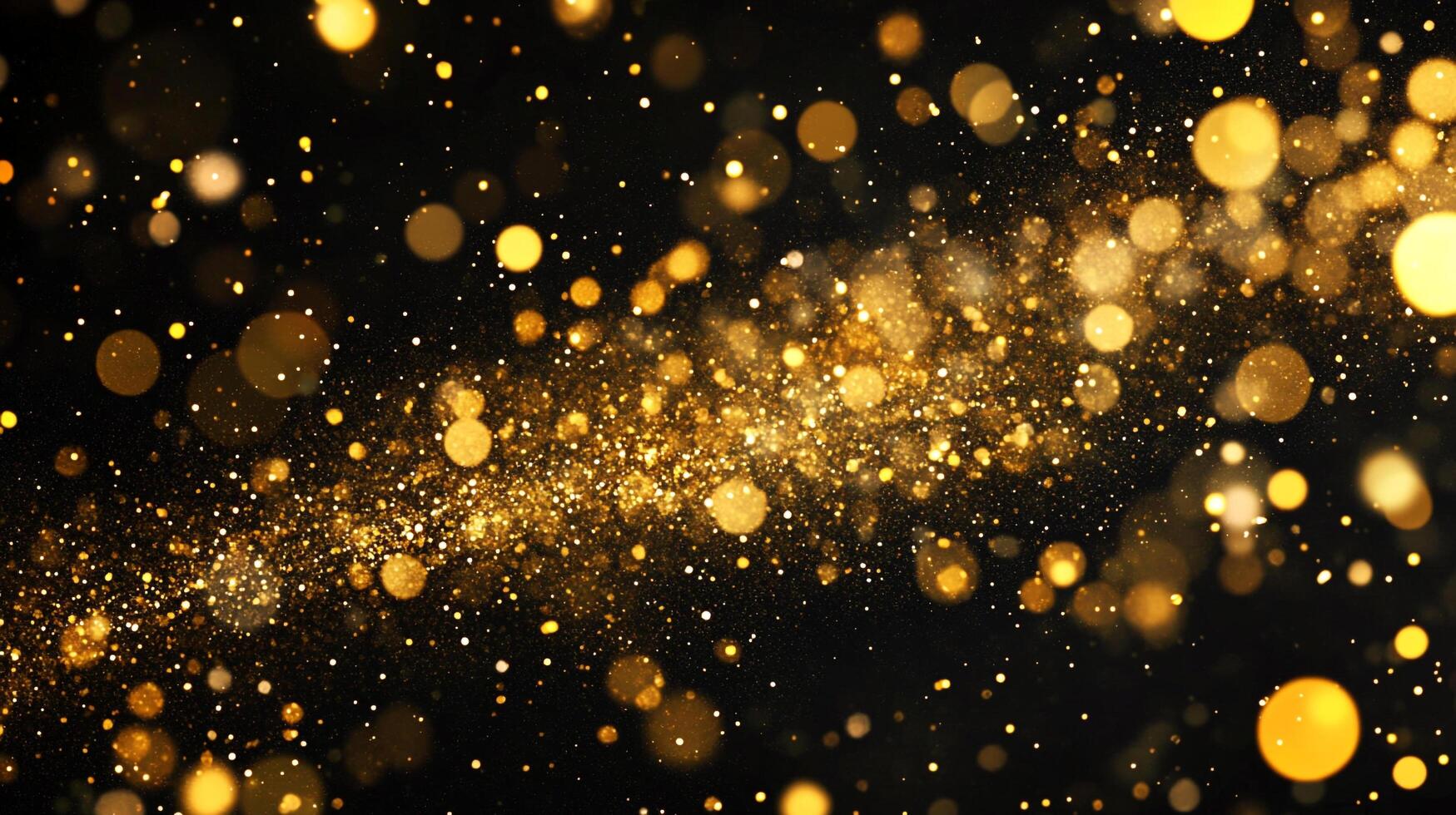 Black background with gold glittery stars. The stars are scattered all over the background, creating a sense of movement and energy. The image evokes a feeling of celebration and joy photo