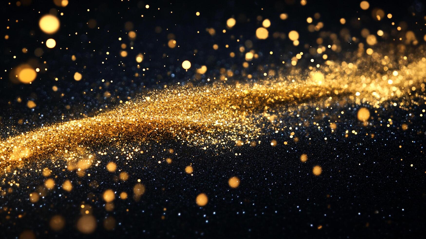 Stream of gold glitter is falling from the sky. The glitter is scattered all over the ground, creating a sparkling effect. The scene is dark and mysterious, with the glitter adding a touch of magic photo