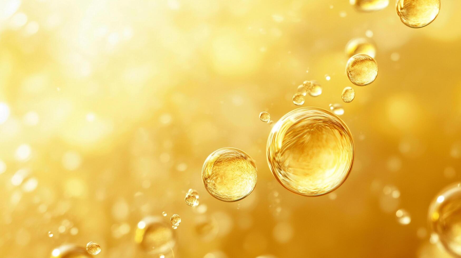 Yellow background with a series of small yellow bubbles. The bubbles are scattered throughout the image, with some closer to the foreground and others further back. Scene is playful and lighthearted photo