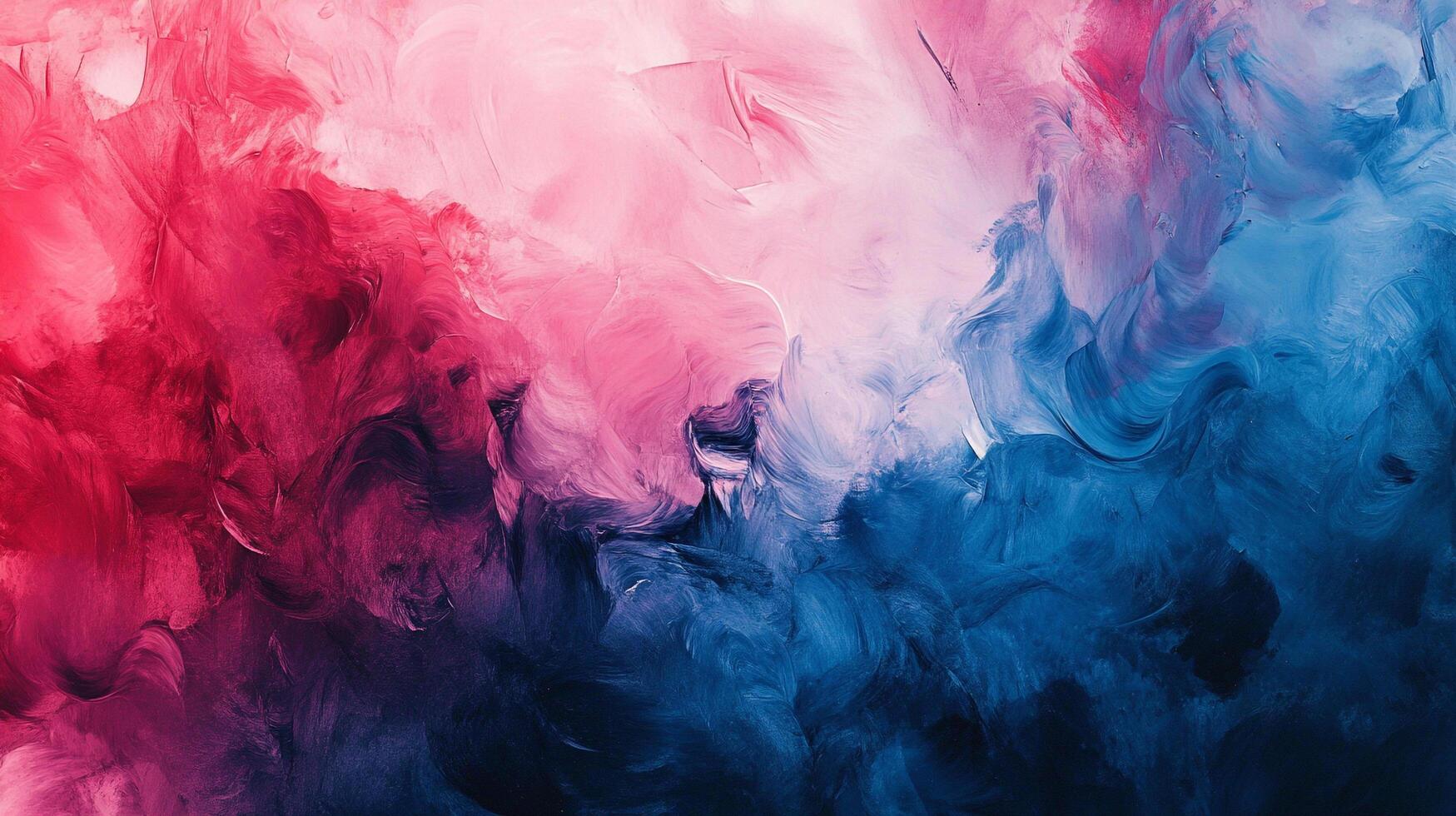 Abstract artwork with blended red, pink, and blue hues, showcasing a dynamic and expressive composition with thick brushstrokes. photo
