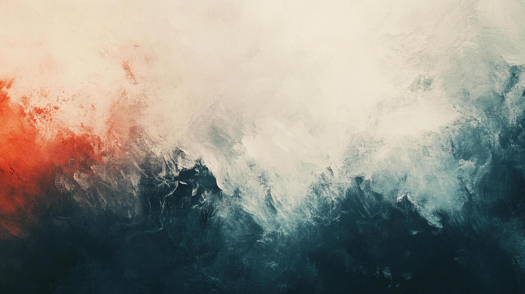 Abstract painting blending fiery reds and cool blues, creating a visual metaphor for contrasting forces in dynamic equilibrium. photo