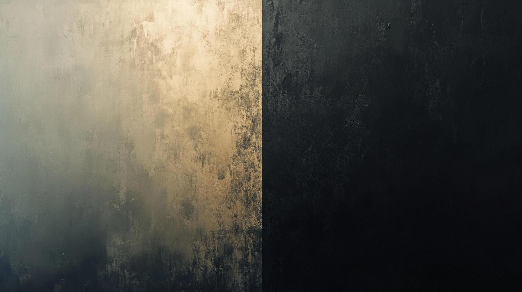 Contrasting textured wall with a gradient from light gold to deep black. Split evenly, creating stark contrast. photo
