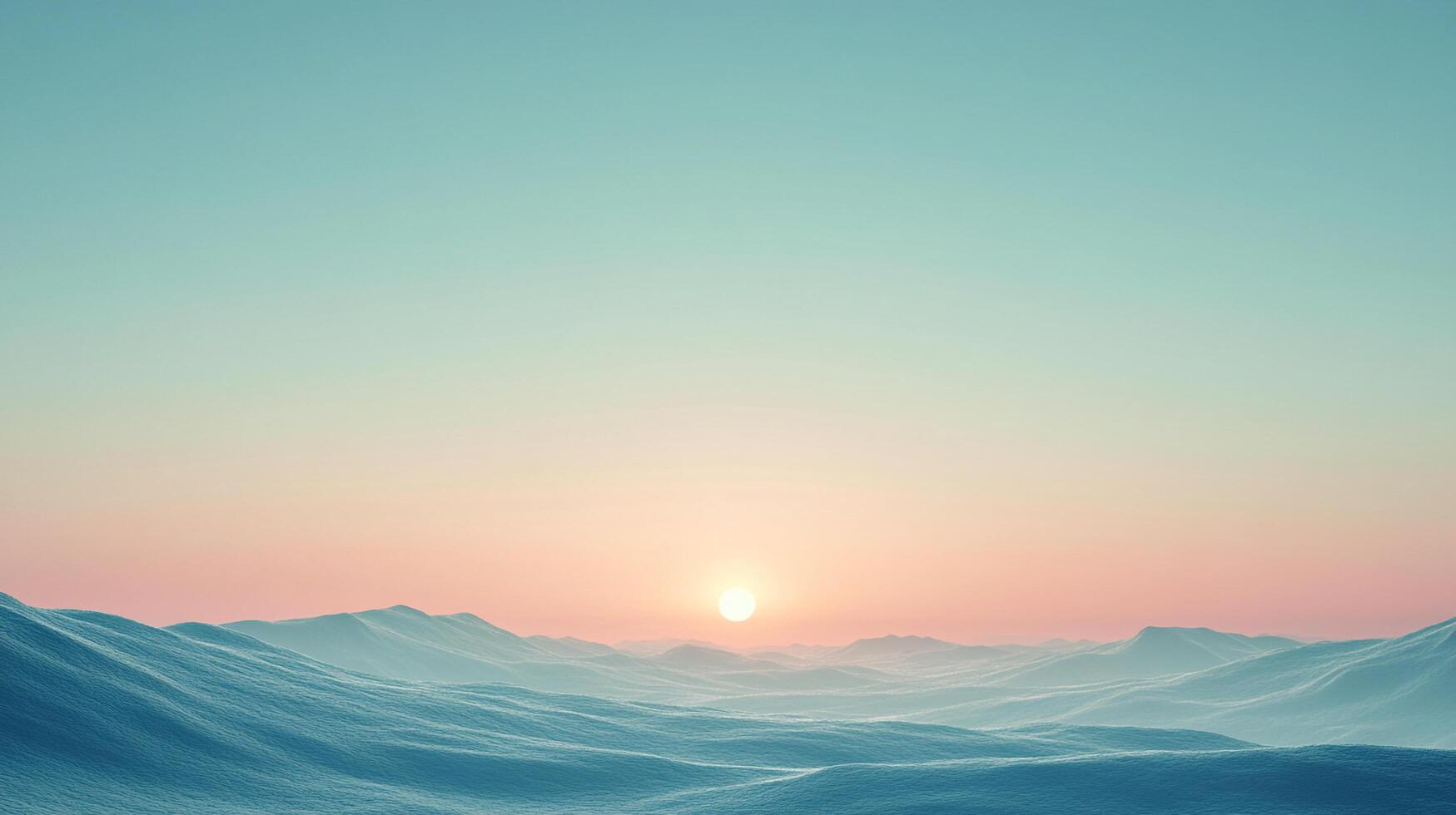 Tranquil scene of undulating hills meeting a soft, pastel-colored sky at sunset, creating a serene and calming landscape image. photo