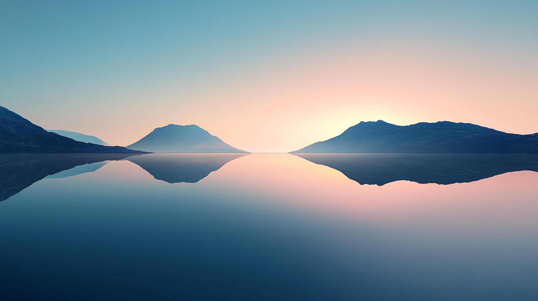 Serene mountain reflections at dusk create a peaceful scene of symmetry in nature. photo