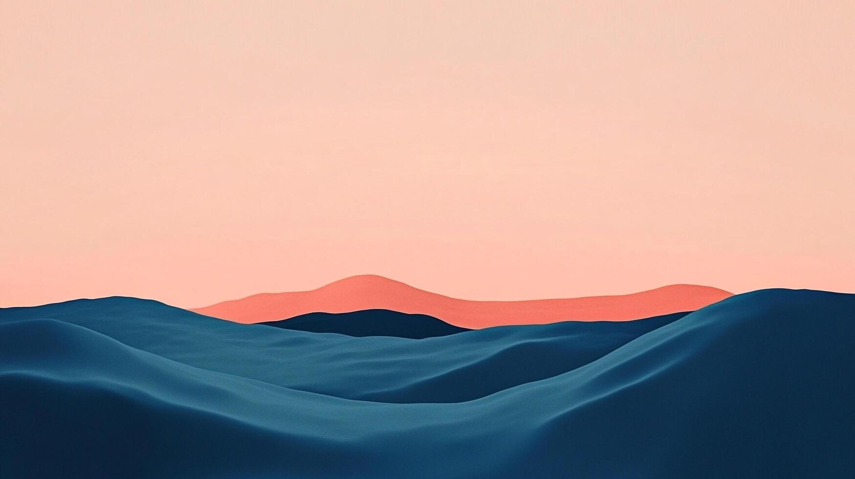 Abstract landscape featuring rolling hills in shades of blue and orange, creating a serene and minimalist composition. photo