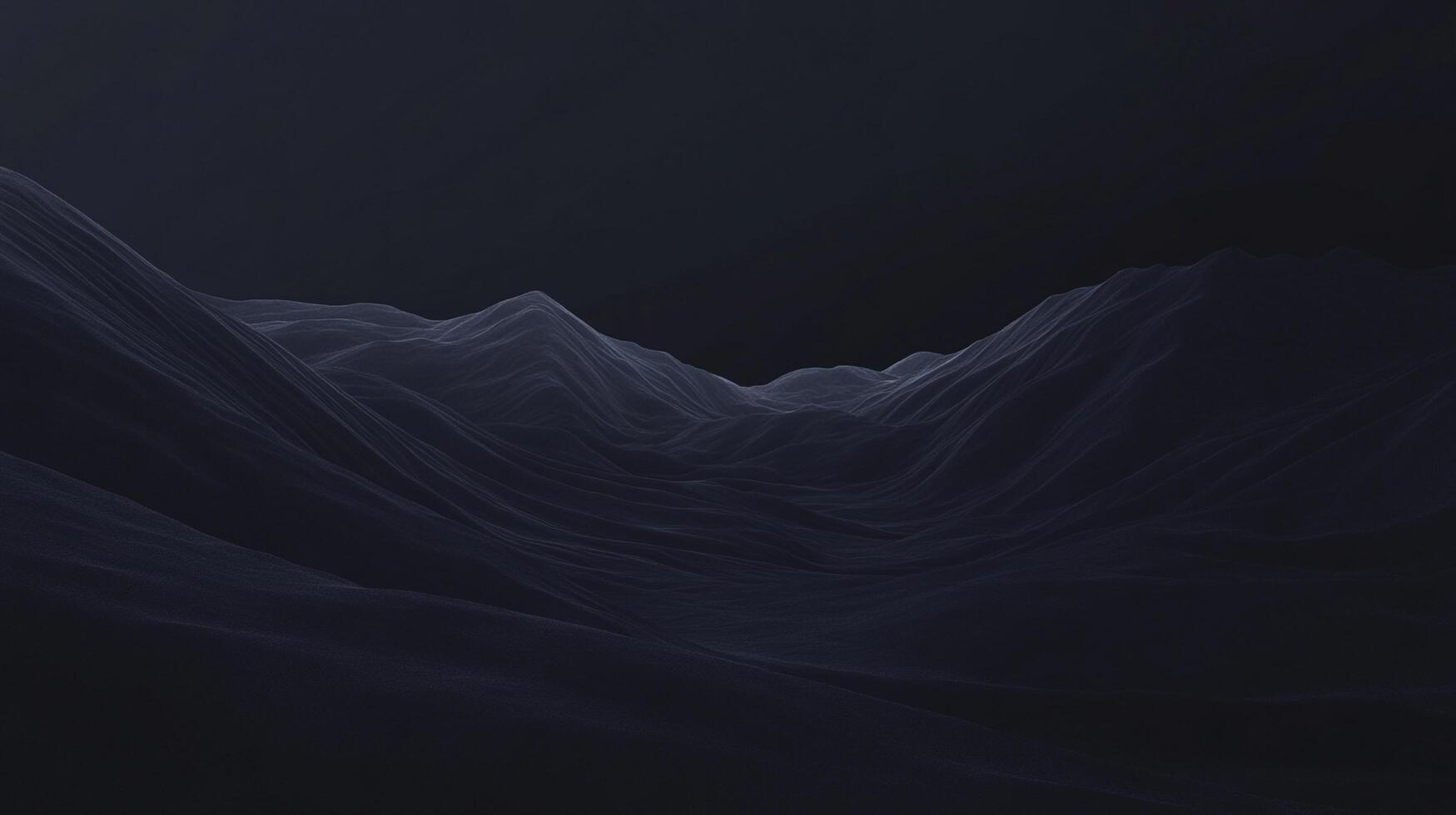 Dark landscape of abstract mountains in the night. The view of digital mountains is mesmerizing and gives an otherworldly feeling. photo