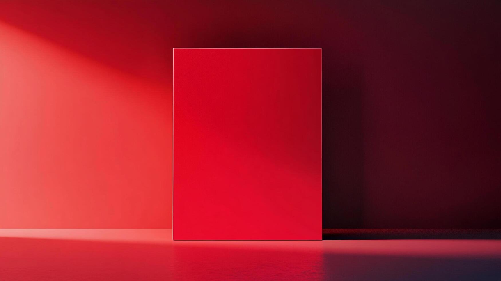 A striking, minimalist composition featuring a red block bathed in light against two red toned backdrops, creating depth and contrast. photo