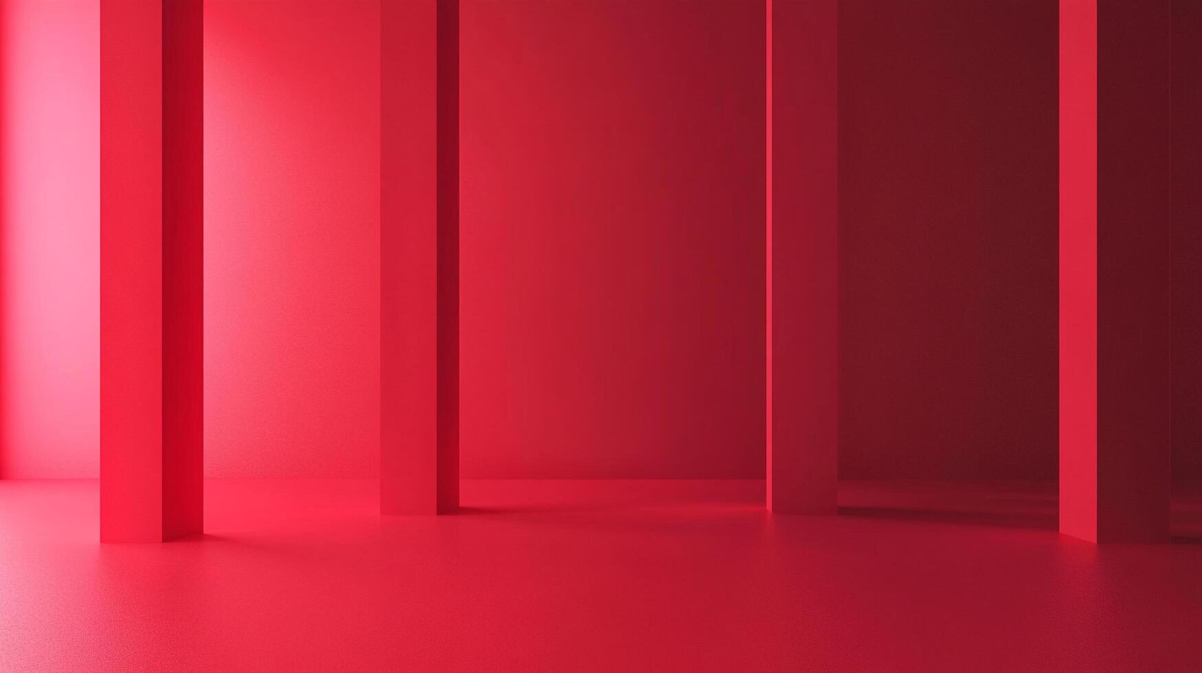 A minimalist architectural space in varying shades of red, showcasing geometric forms and smooth surfaces. Interior design, color concept. photo