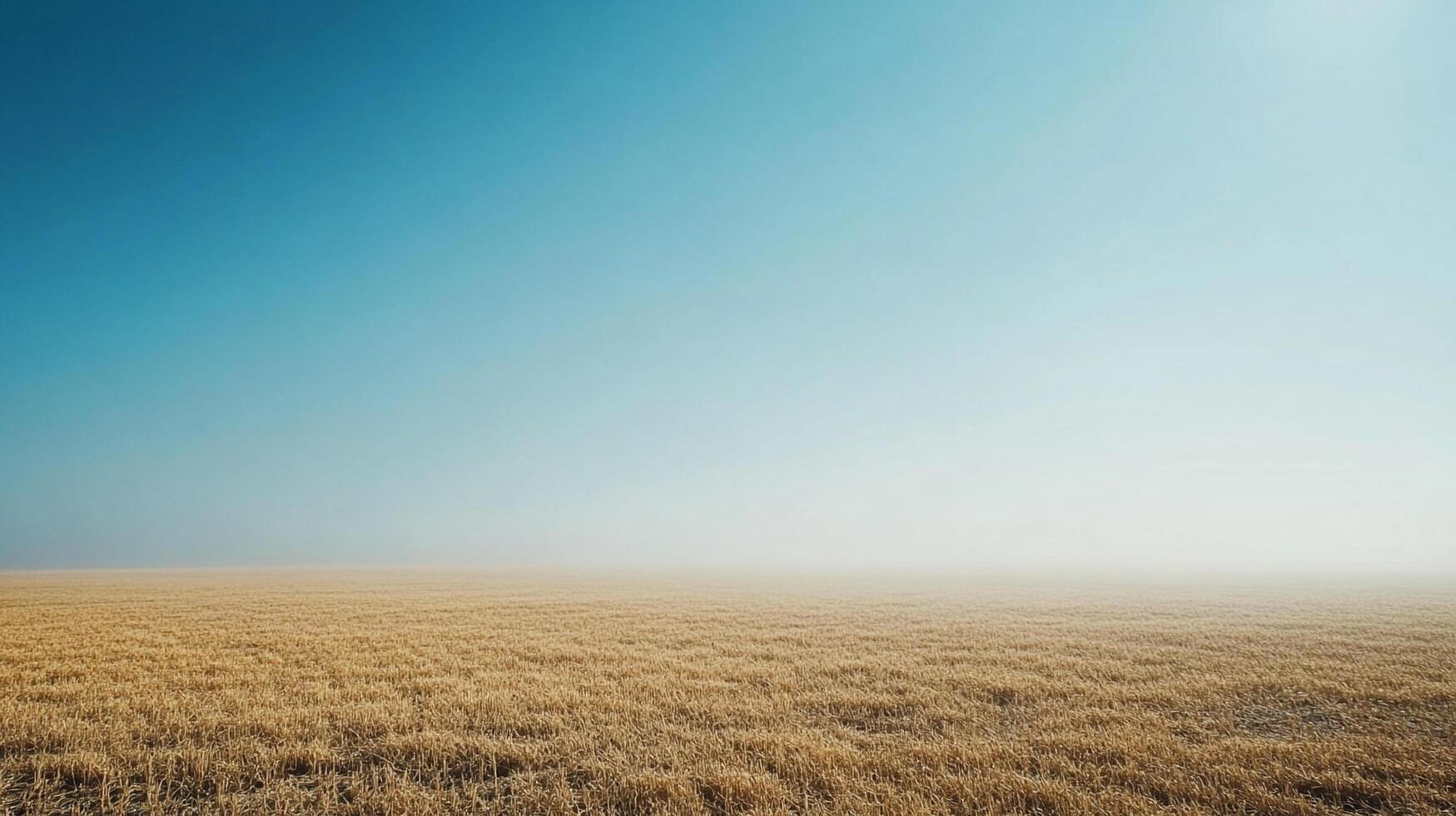 Vast field stretches under a clear sky, a serene rural landscape evoking peace and tranquility in the simplicity of nature. photo