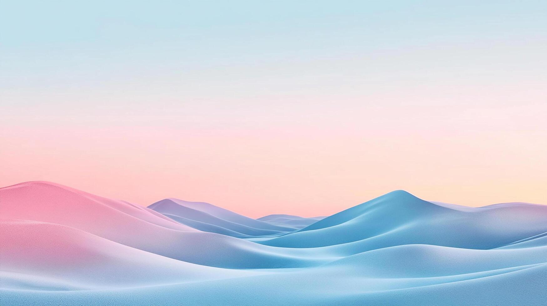 Serene pastel landscape with rolling hills blending soft pinks and blues under a gentle, gradient sky. Abstract nature scene. photo