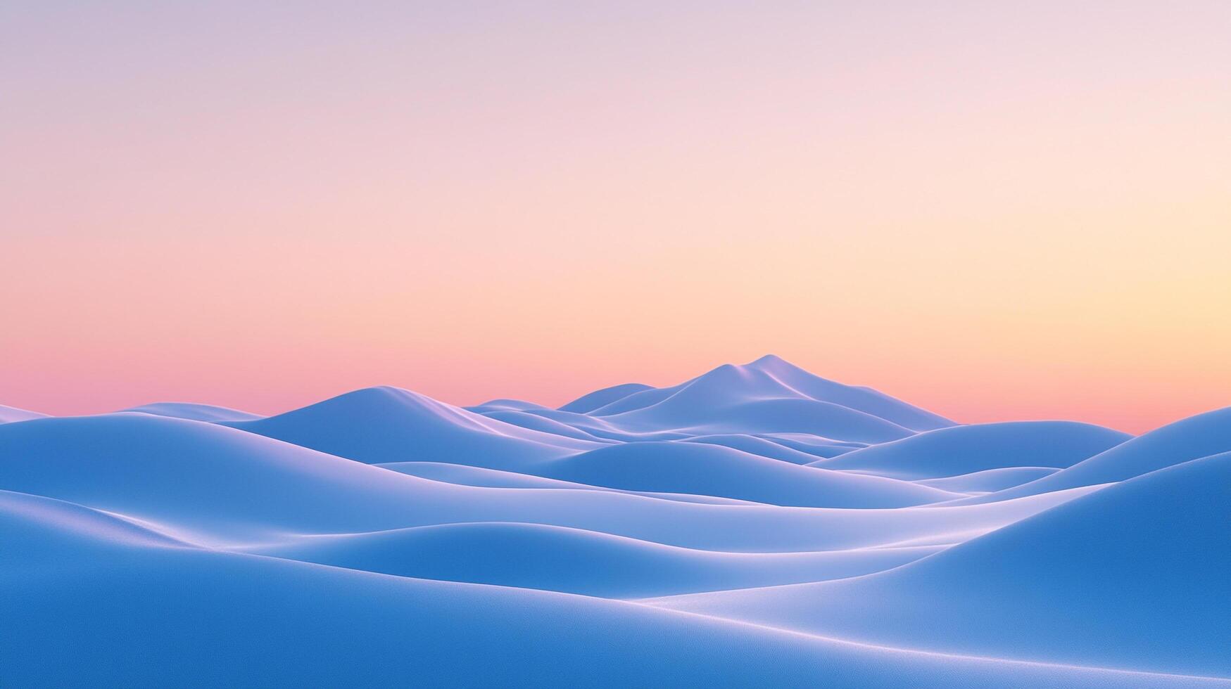 A serene landscape featuring undulating blue hills under a gradient sky of soft pinks and oranges, evoking peace and calm at twilight. photo