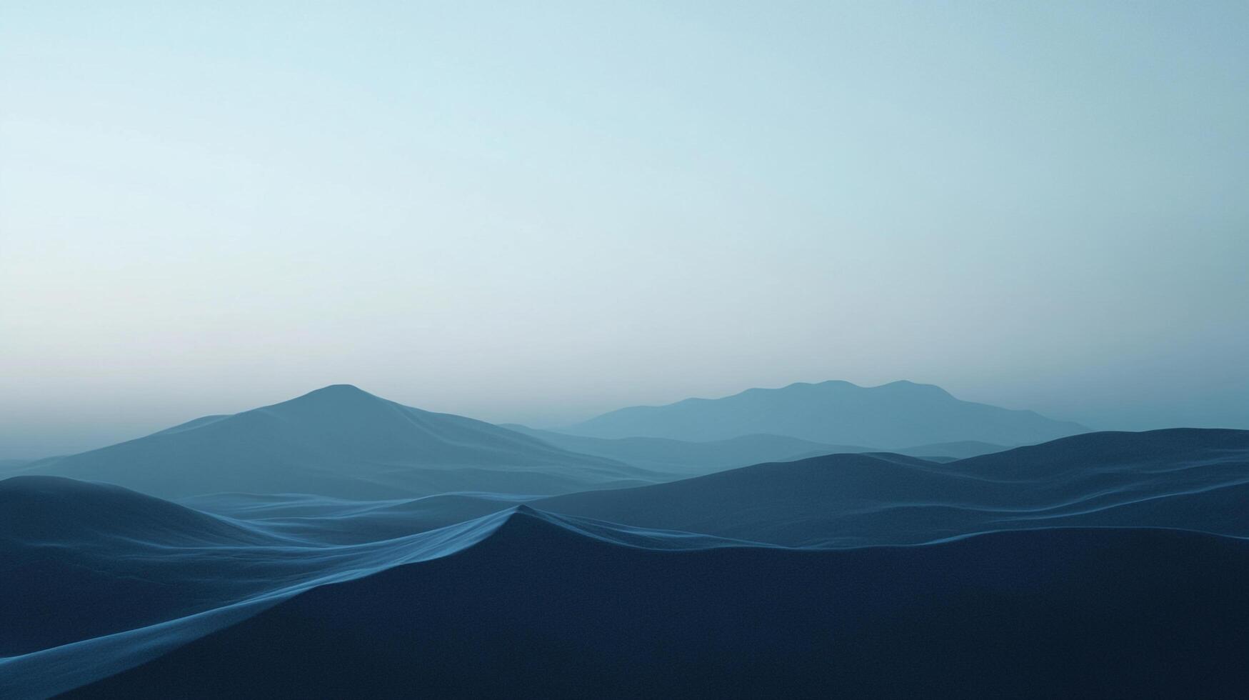 A serene landscape showcases softly layered hills under a pale blue sky, evoking tranquility and depth in its minimalist composition. photo