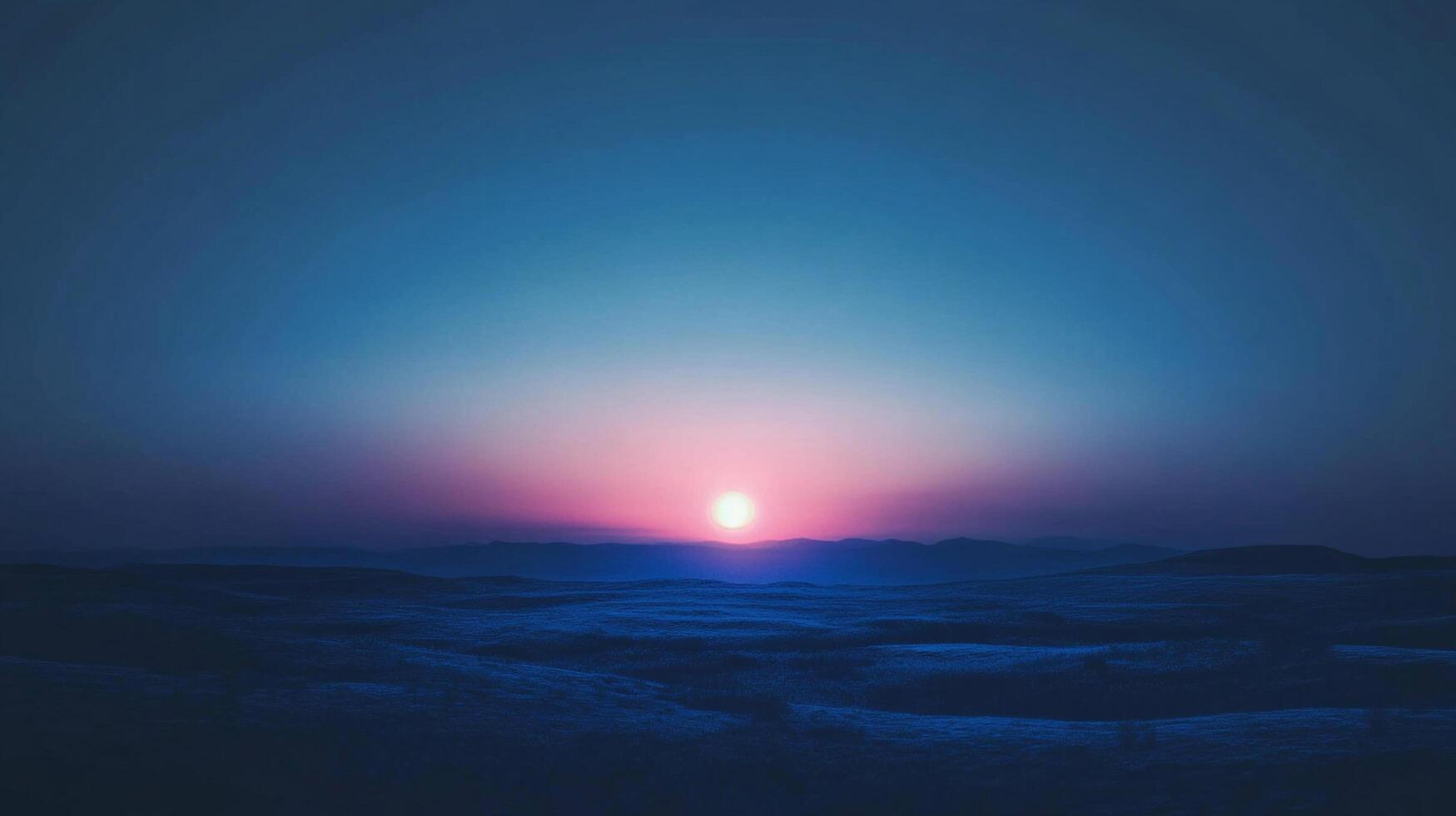 A beautiful dusk with light from the sun spreading across the landscape and sky creates a calm, dark, and serene atmosphere. photo