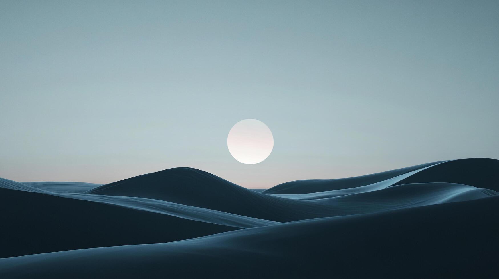 Serene landscape with minimalist dunes, a soft color palette and dreamy atmosphere. Perfect for tranquility and peacefulness. photo