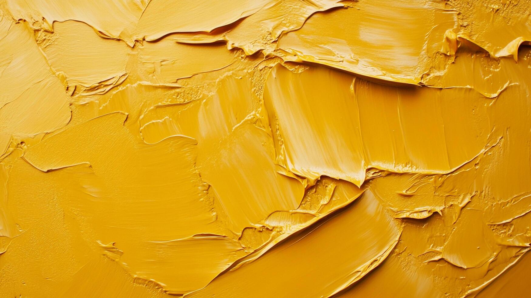 Vibrant strokes of sunshine yellow oil paint create a textured abstract design. The palette knife work is bold and expressive. photo