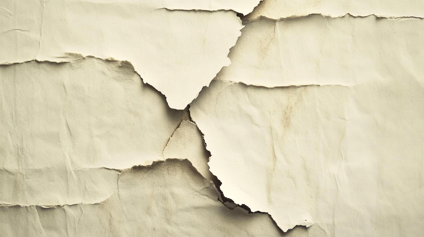 Distressed paper shows layers and age, with tears revealing different textures, hinting history. Abstract paper background with ragged edge photo
