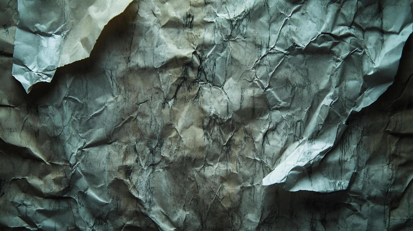 Textured paper surface featuring intricate wrinkles and delicate tears, creating a visually engaging backdrop with character and depth. photo
