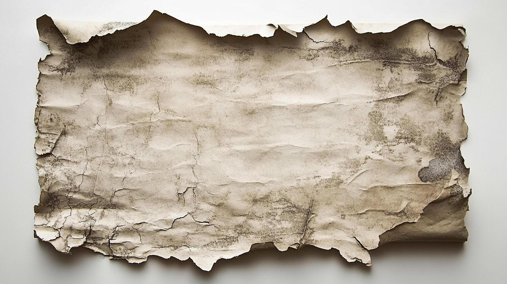 Antique paper with burnt and torn edges. It evokes the feeling of age, decay, and time. Ideal for historical or vintage themes. photo