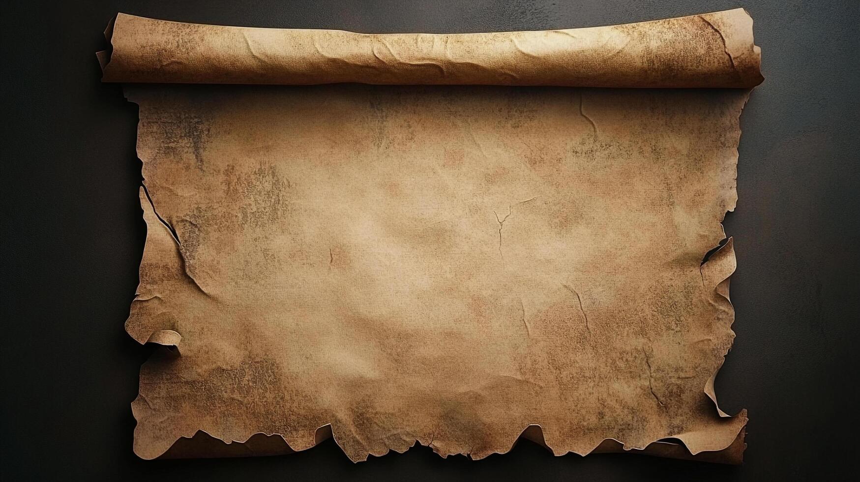 Aged parchment scroll with curled edges, hinting at tales untold, secrets kept, and journeys yet to be embarked upon. photo
