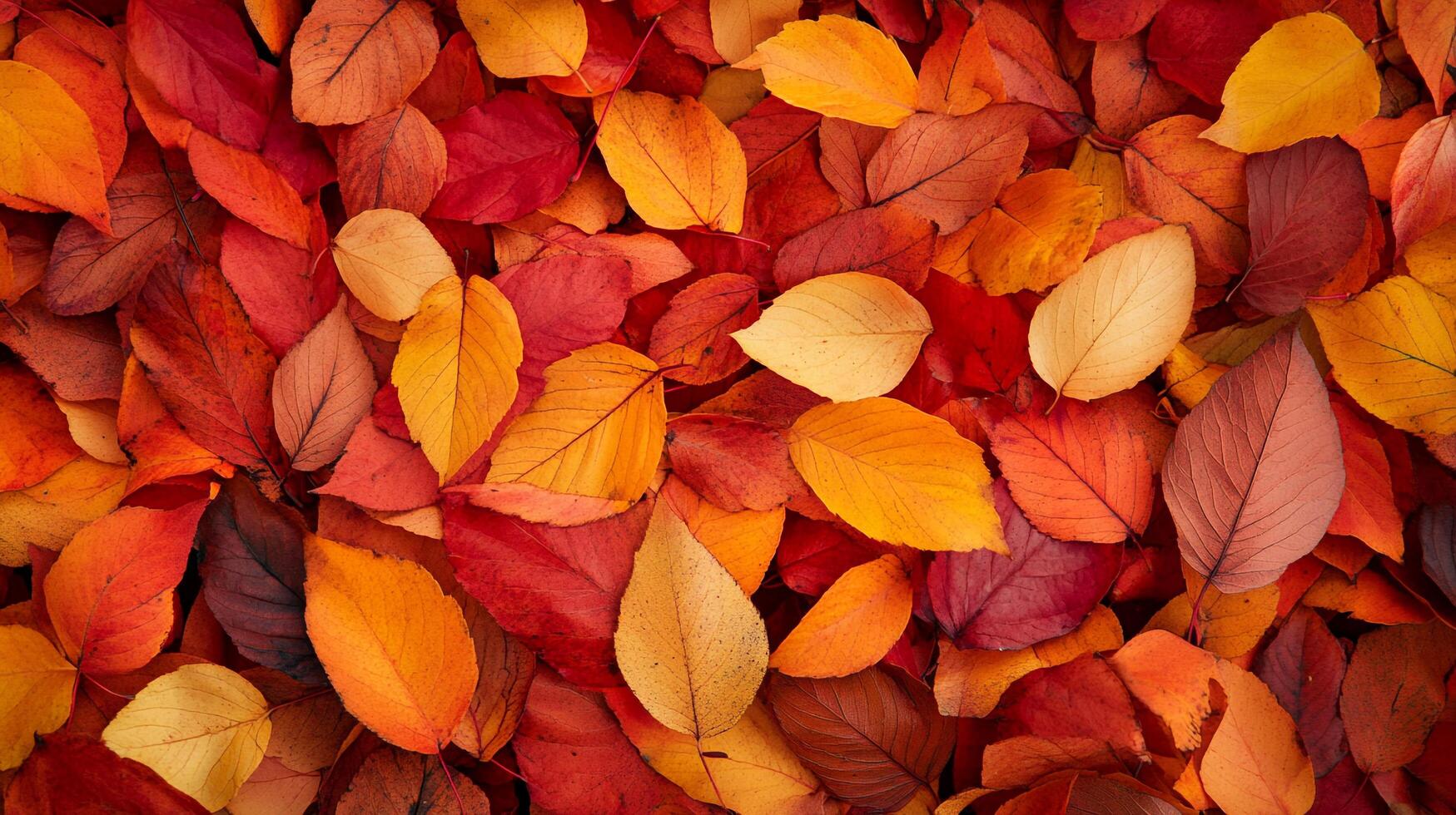 A beautiful display of autumn leaves in vibrant shades of red, orange, and yellow, creating a warm and inviting scene. photo