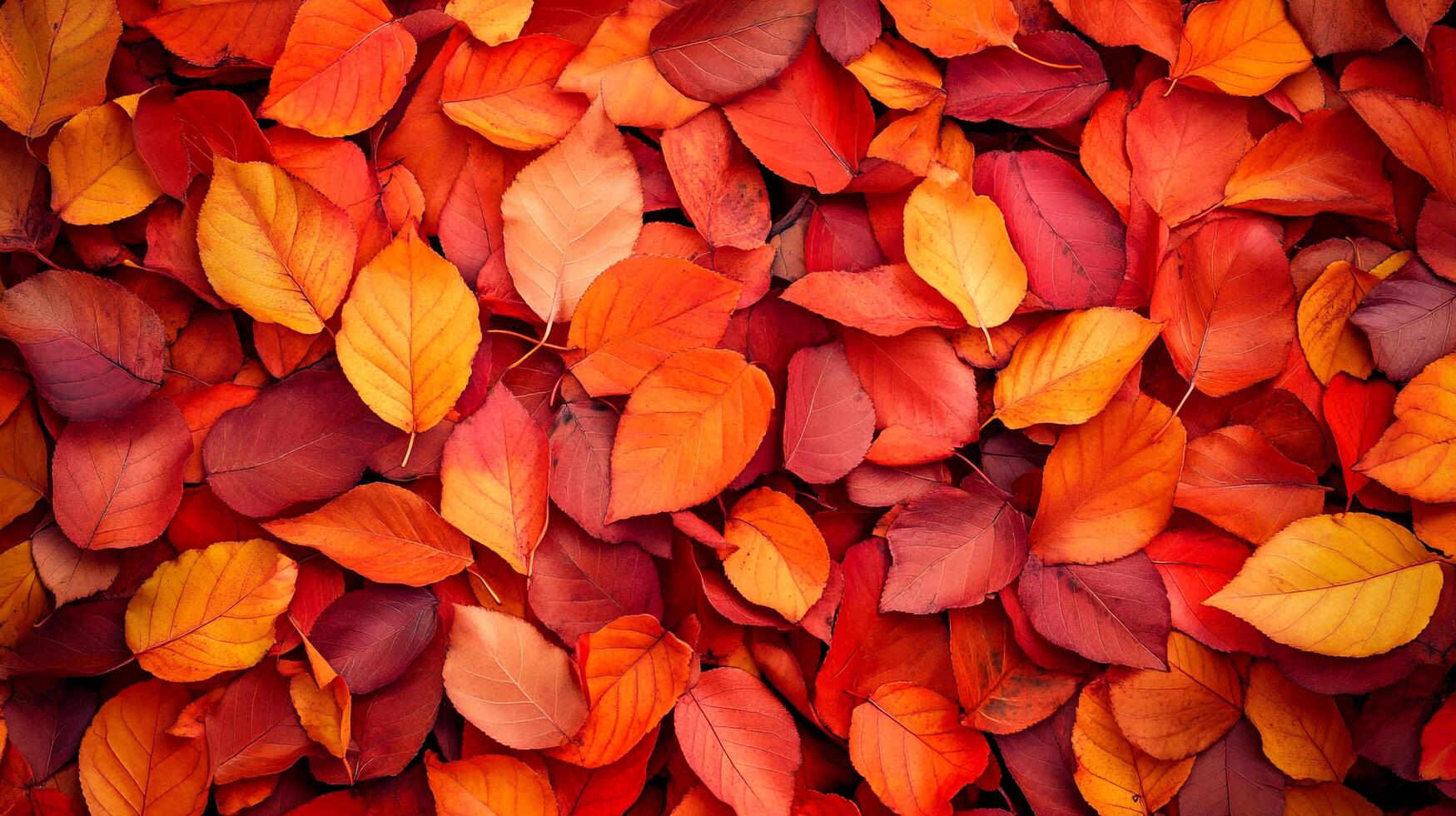 Autumn leaves create a vibrant tapestry of reds, oranges, and yellows, carpeting the ground in a seasonal display of color and texture. photo