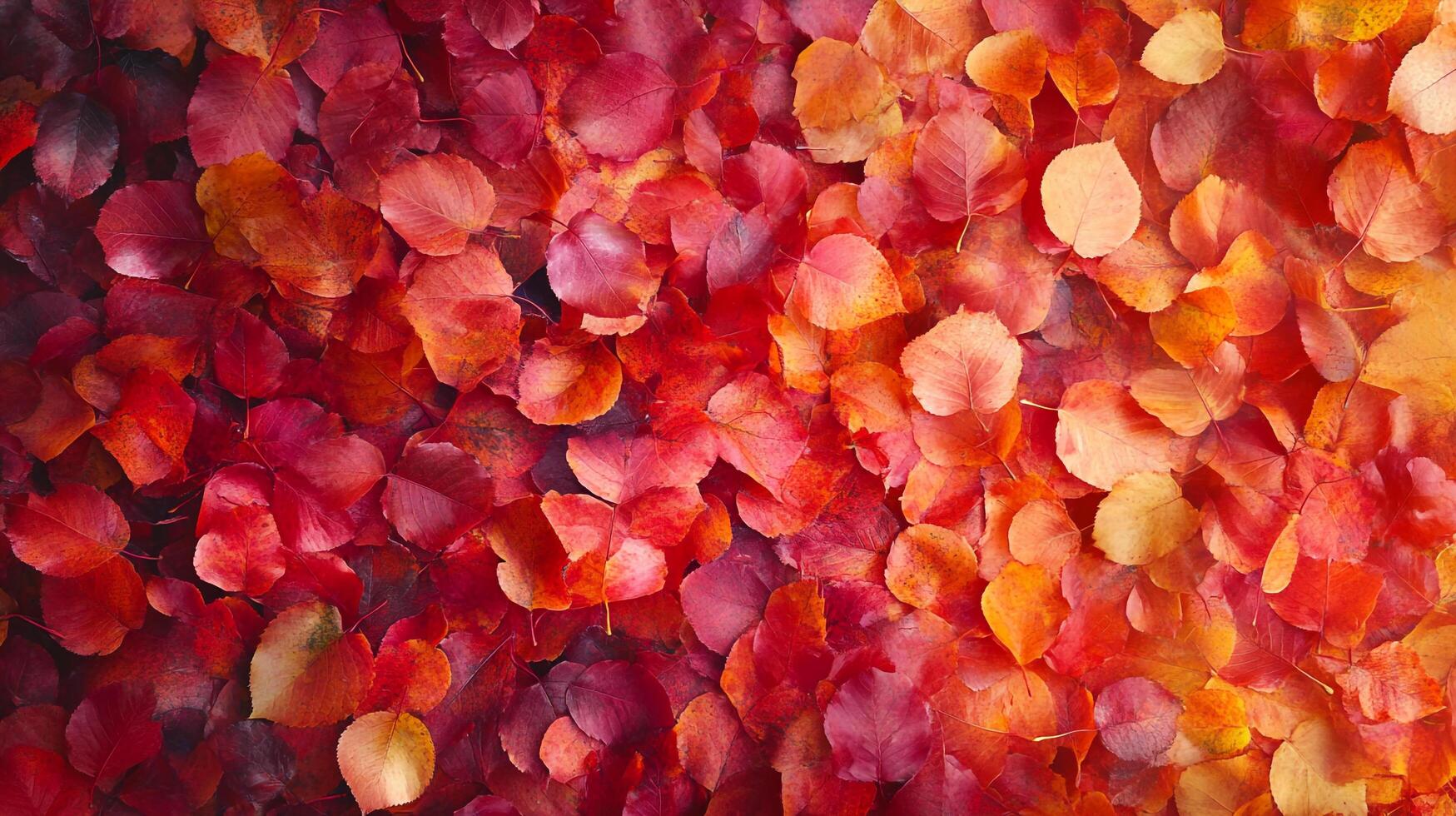 A vibrant carpet of fallen autumn leaves in shades of red, orange, and yellow, creating a warm and inviting seasonal display. photo