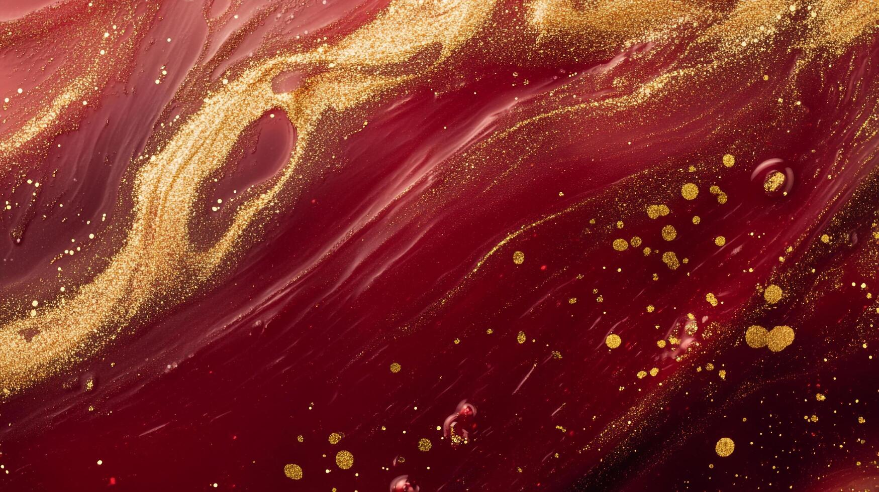 A mesmerizing blend of deep red hues and shimmering gold accents creates an abstract and luxurious visual texture. photo