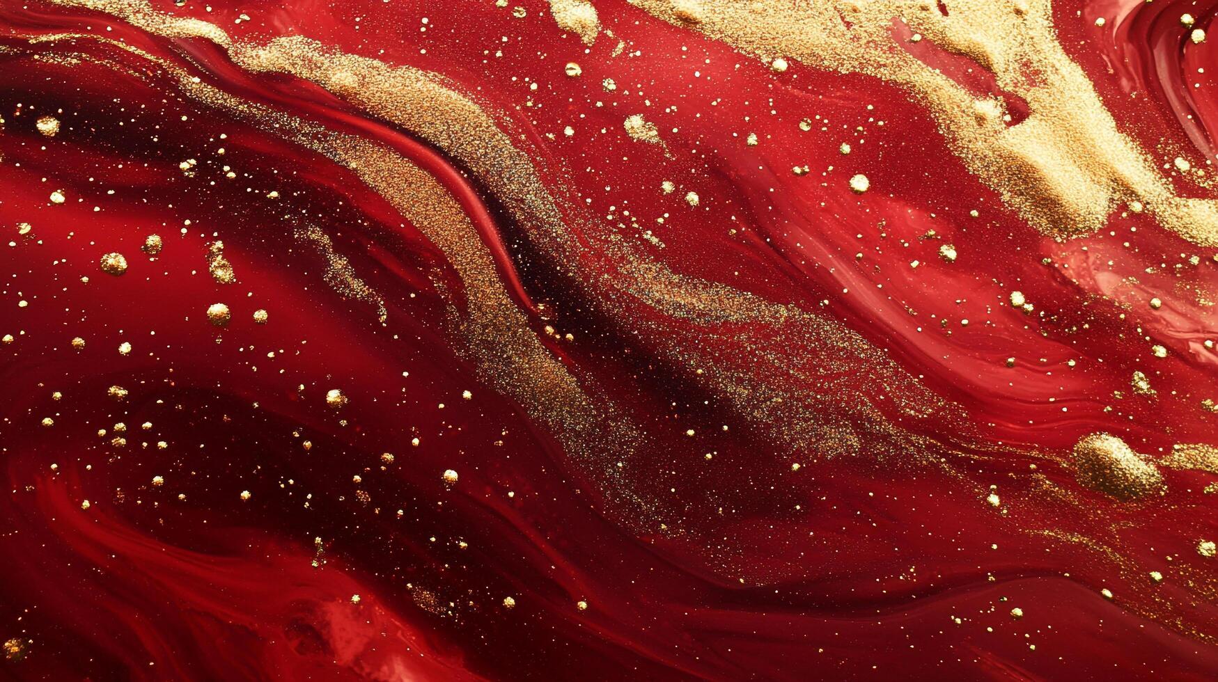 A luxurious swirl of deep reds intertwined with glittering gold, evoking richness and elegance, creating a captivating visual dance. photo