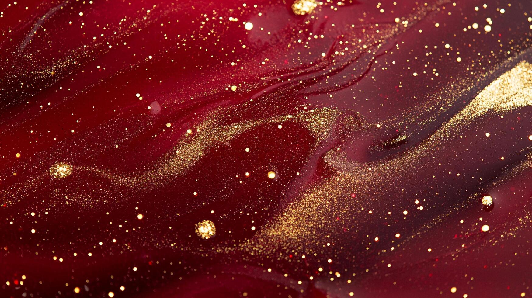 Vibrant, textured background with a blend of dark red and gold glitter, creating a luxurious and festive visual experience. photo