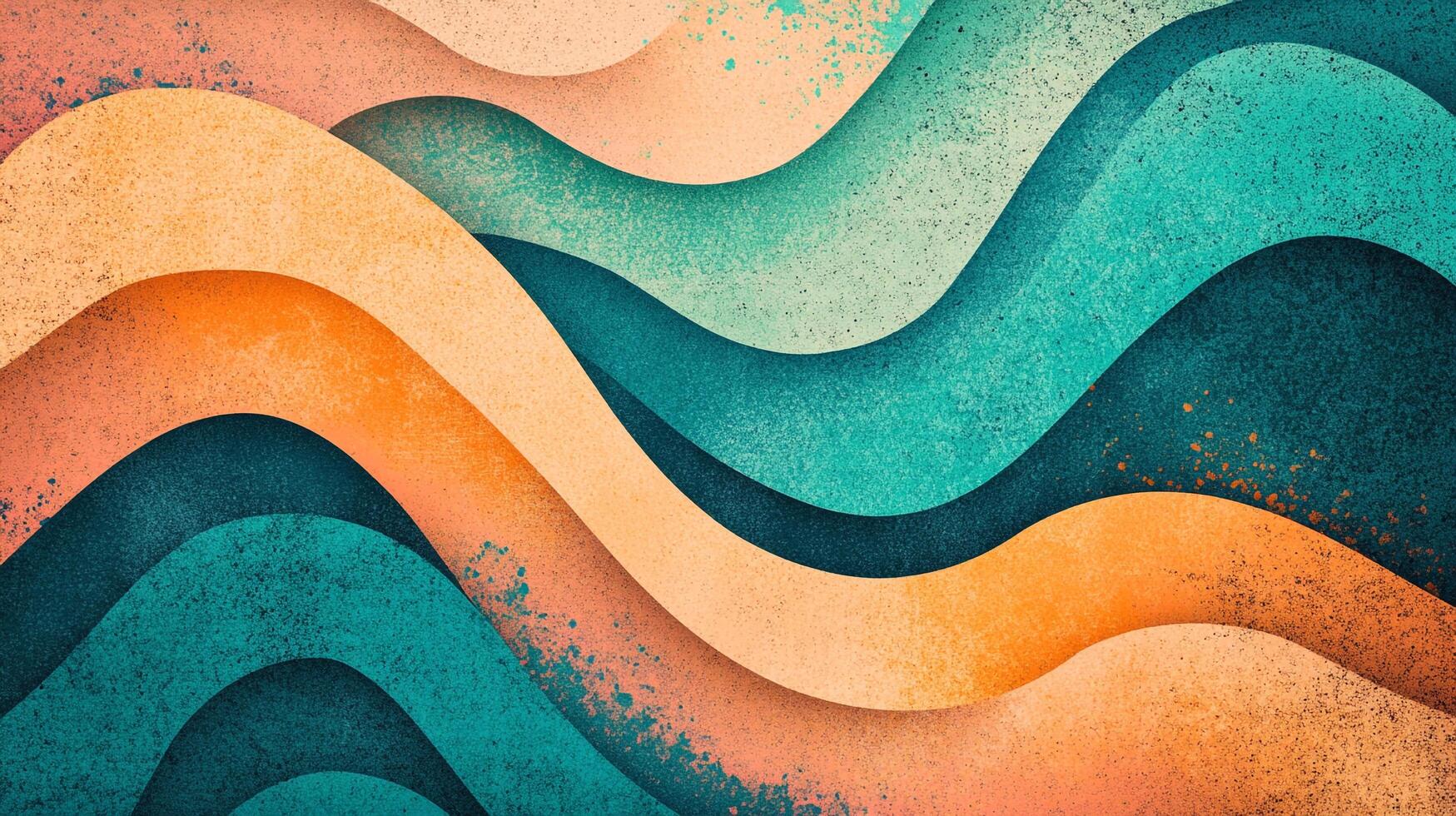 Abstract waves flow smoothly in a retro color palette. The texture is slightly grainy, reminiscent of old posters. Decorative pattern. photo
