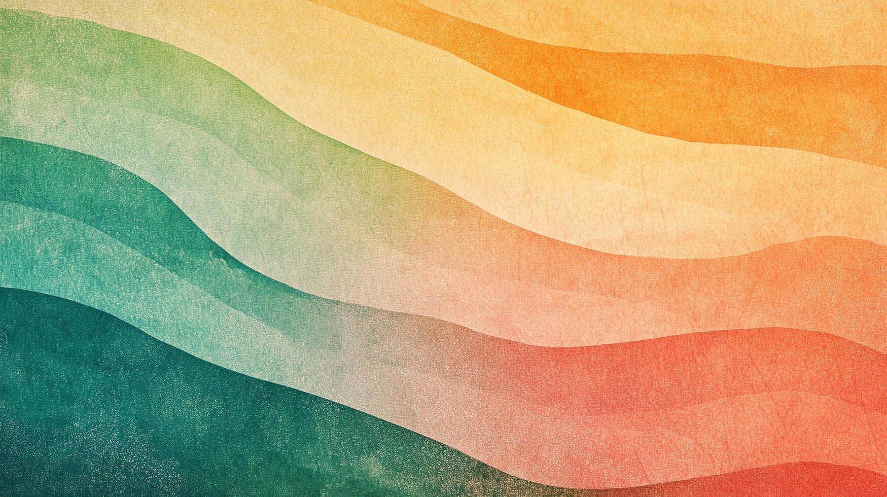 Waves of color flow across this textured background, blending teal, green, orange, and red in a serene, abstract pattern. photo
