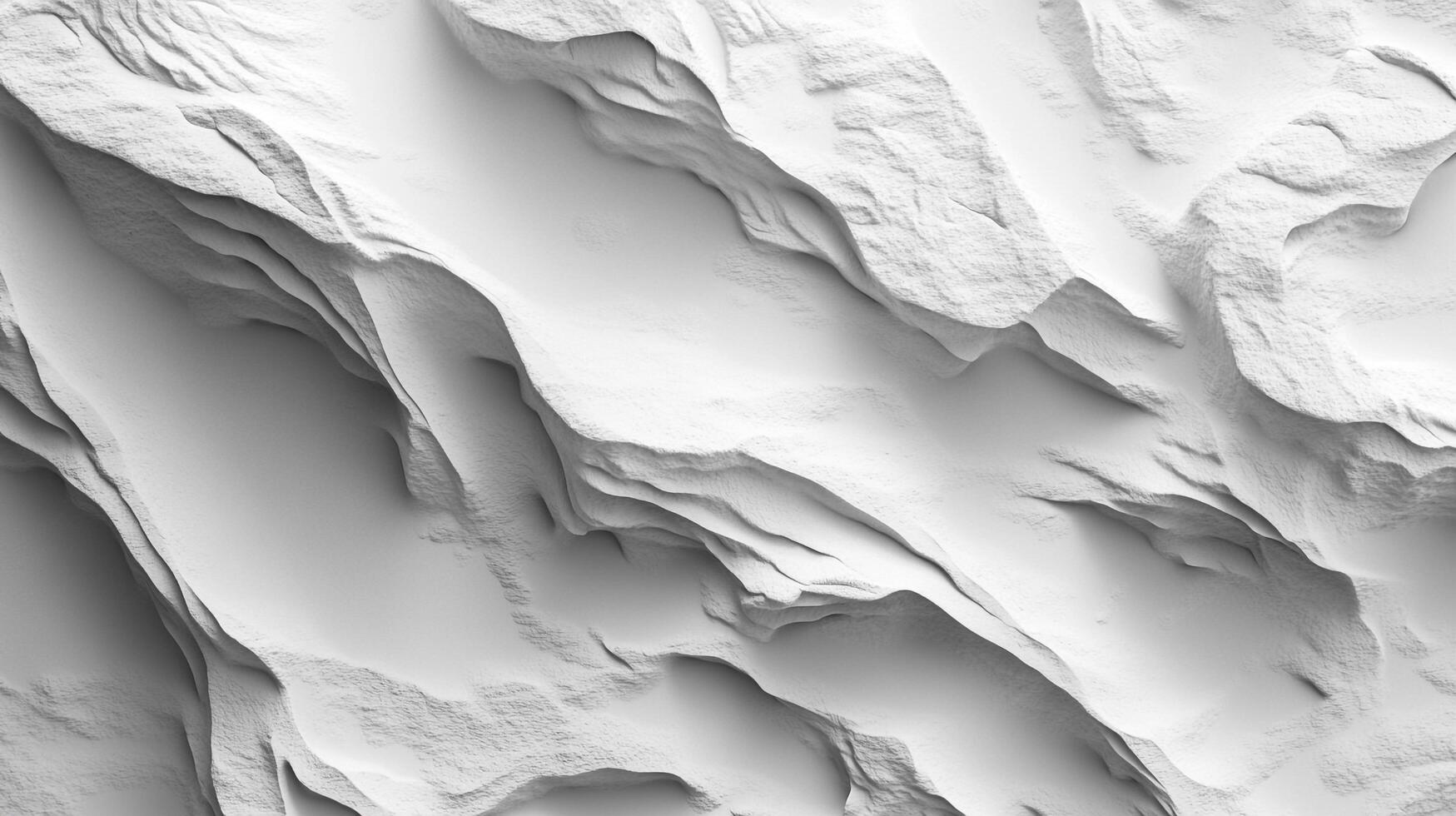 Abstract monochromatic landscape with layered terrain, featuring sharp ridges and deep shadows in a stark, minimalist design. photo