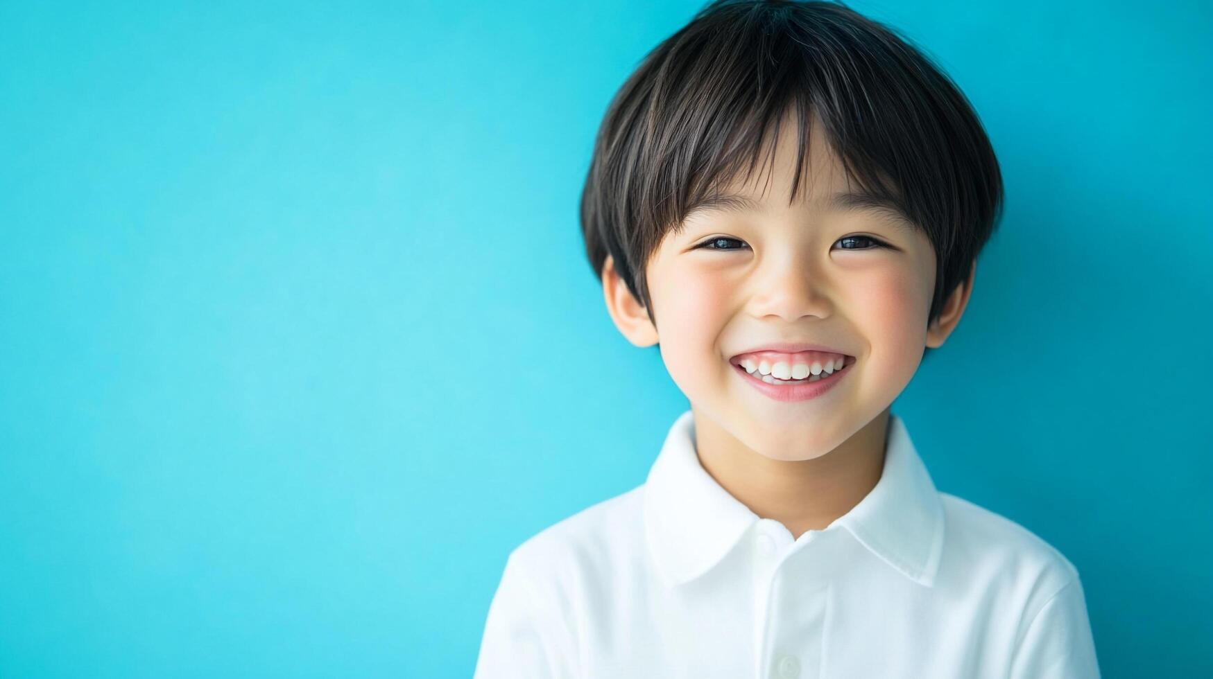 A joyful child's portrait against a vibrant backdrop, radiating happiness and innocence with a bright, infectious smile. photo