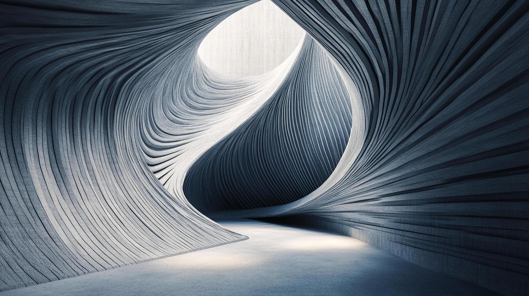 Architectural marvel with flowing lines and ethereal light, creating an inspiring space of serene beauty and modern elegance. photo