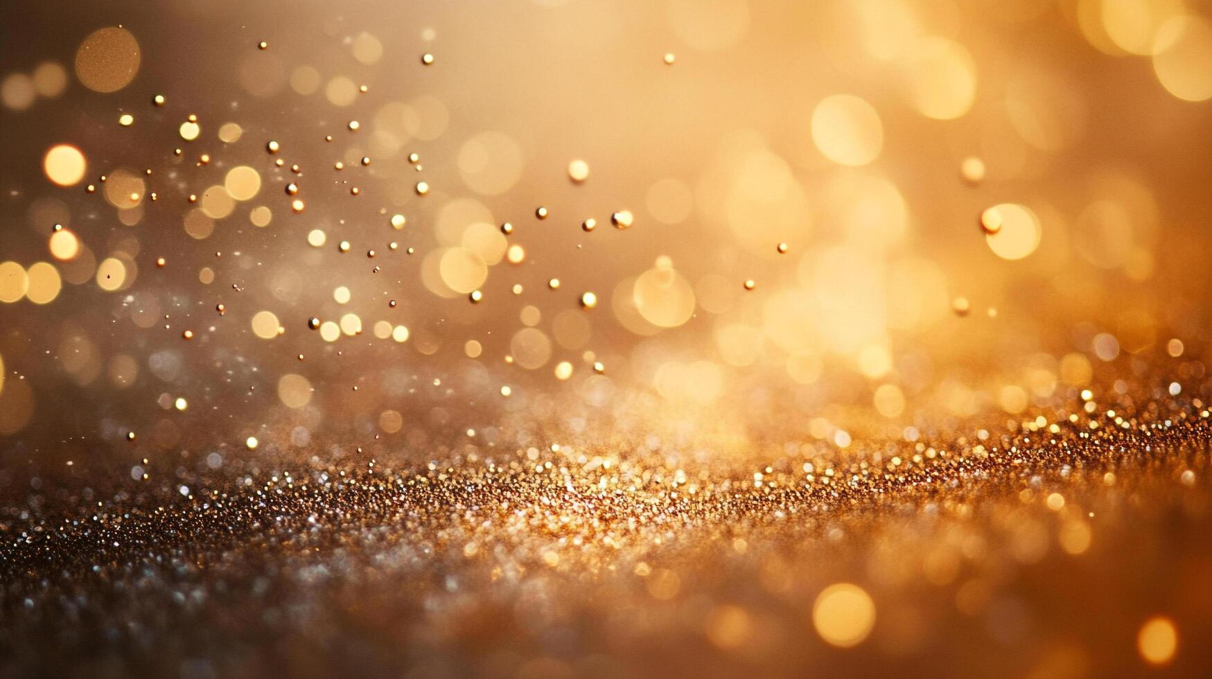 Golden abstract glittering background with bokeh effects. Dreamy, warm, and inviting, perfect for elegant designs and festive occasions. photo