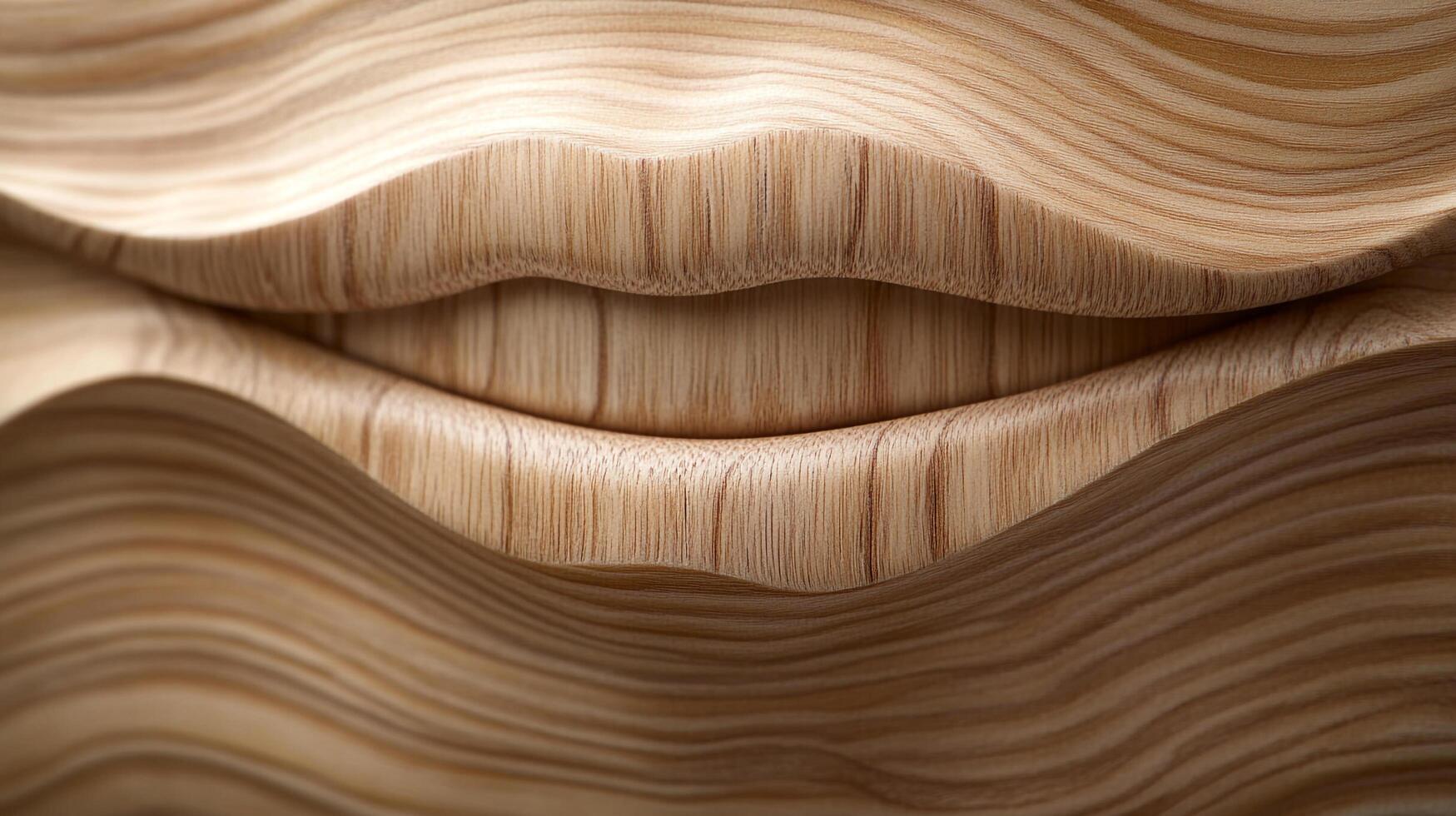 Abstract wooden sculpture with smooth curves, showcasing texture and natural wood grain in a flowing, organic composition. photo