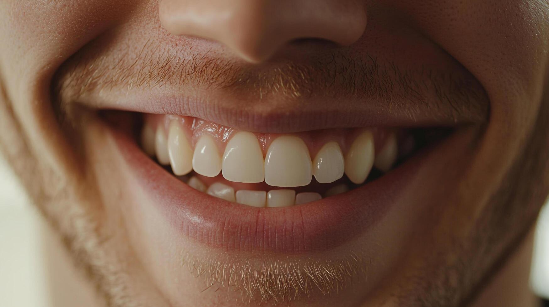 Smiling mouth exhibiting teeth. Healthy gums and a clean appearance are visible in this close-up of a warm, open smile, and expression. photo