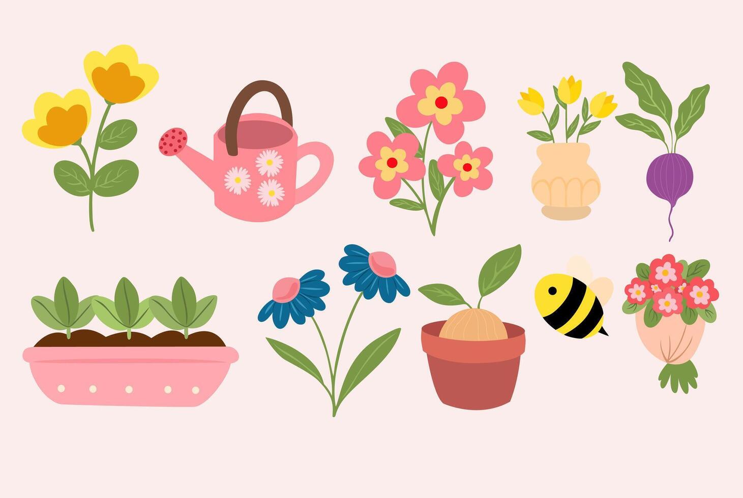 set of element gardening vector