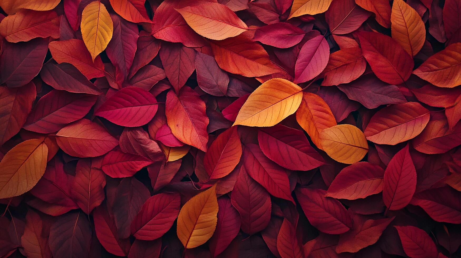 Autumnal tapestry of red and yellow leaves creating a warm and inviting composition. photo