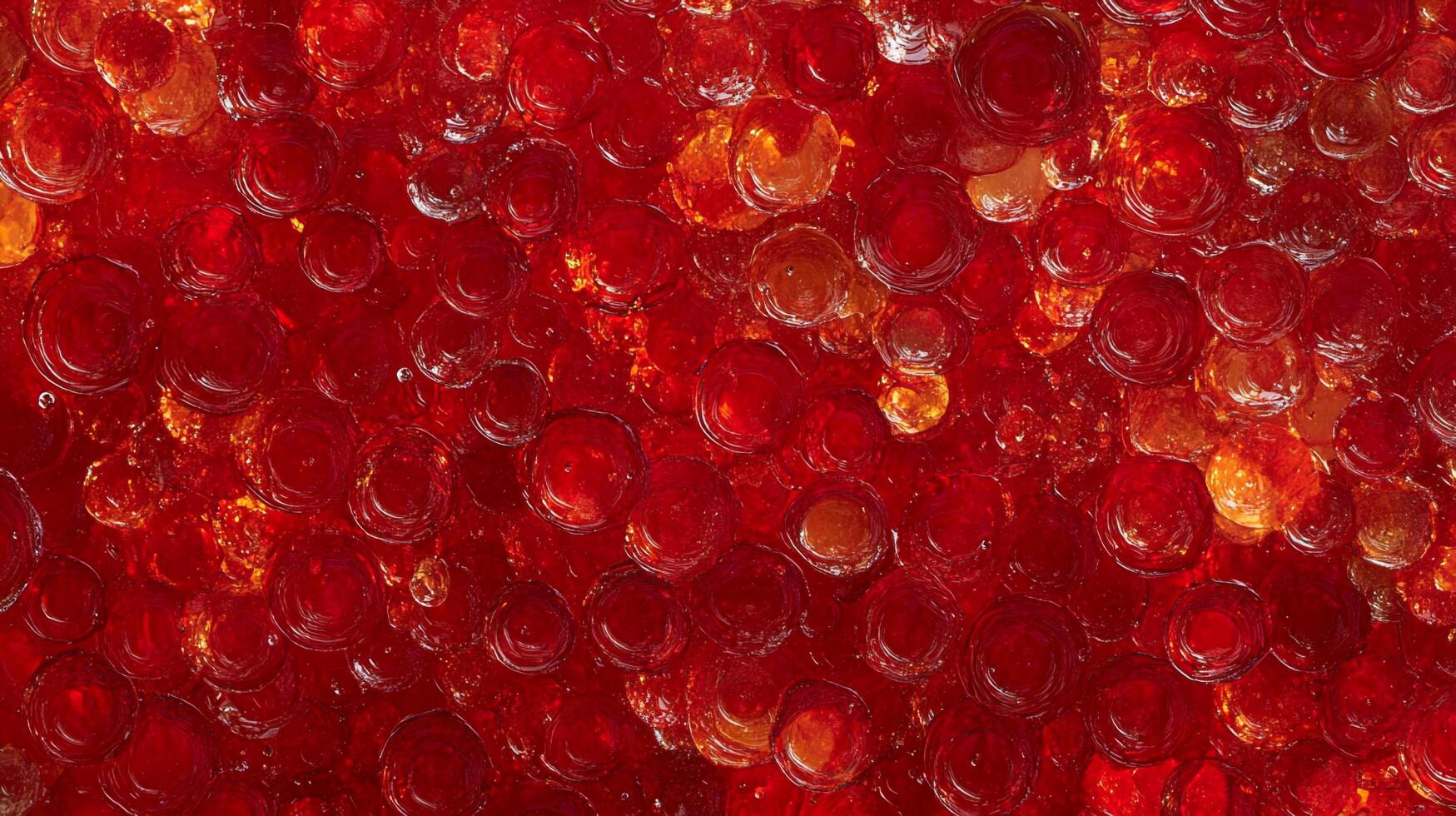 Abstract image of glossy red and golden spheres that reflect light and shadows creating a mesmerizing textured vibrant background. photo