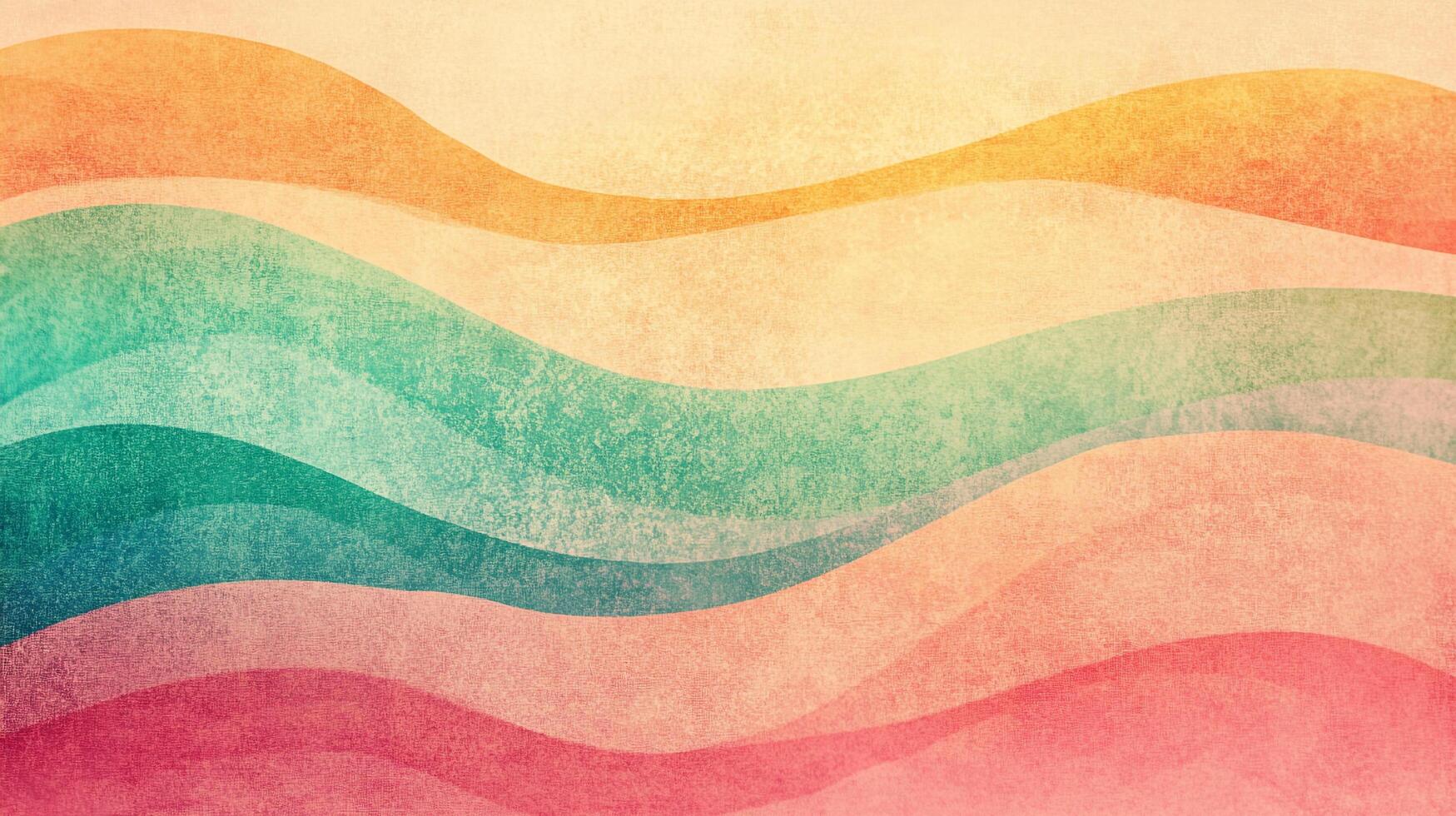 Colorful textured background of wavy shapes in blended shades of orange, green, and pink, creating a visually appealing design. photo