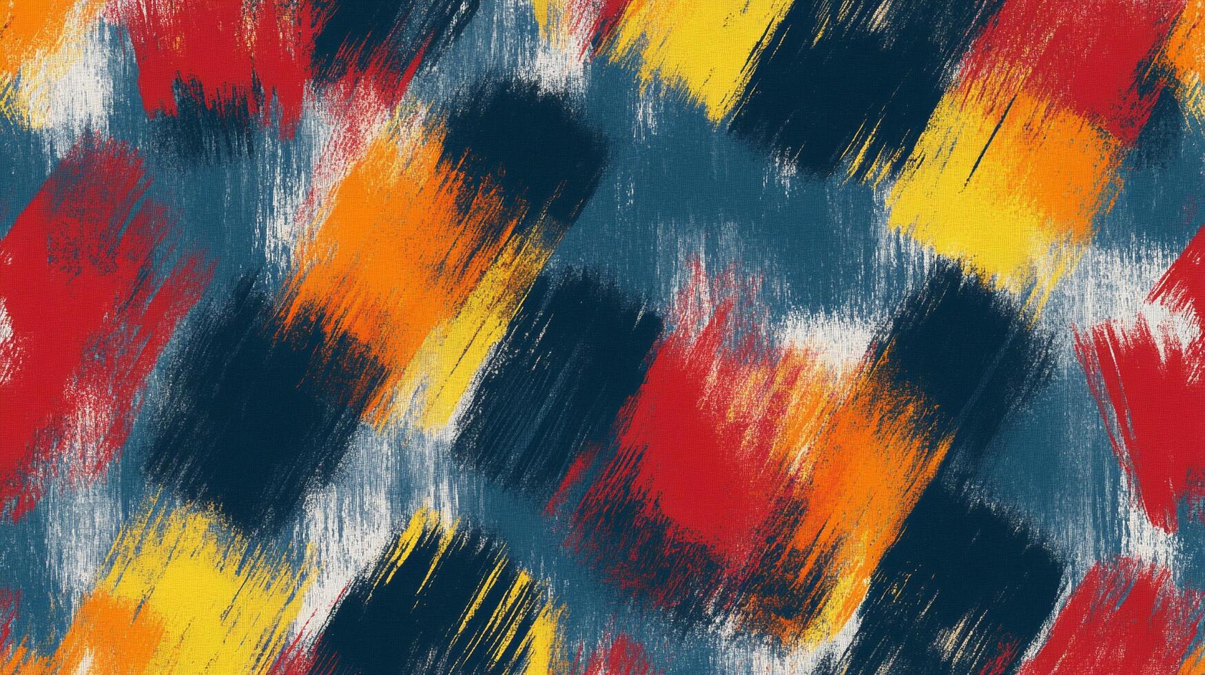 A vibrant and dynamic abstract pattern with bold brushstrokes in red, orange, yellow, blue, and navy, creating a textured and energetic visual. photo